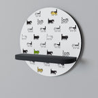 CATS COMPILATION Round Art Shelf In Black Finish