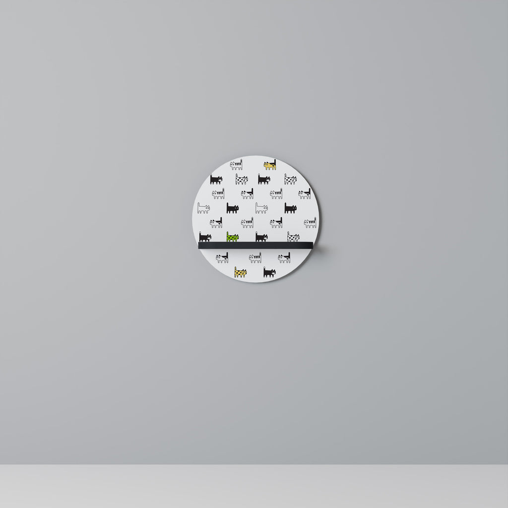 CATS COMPILATION Round Art Shelf In Black Finish