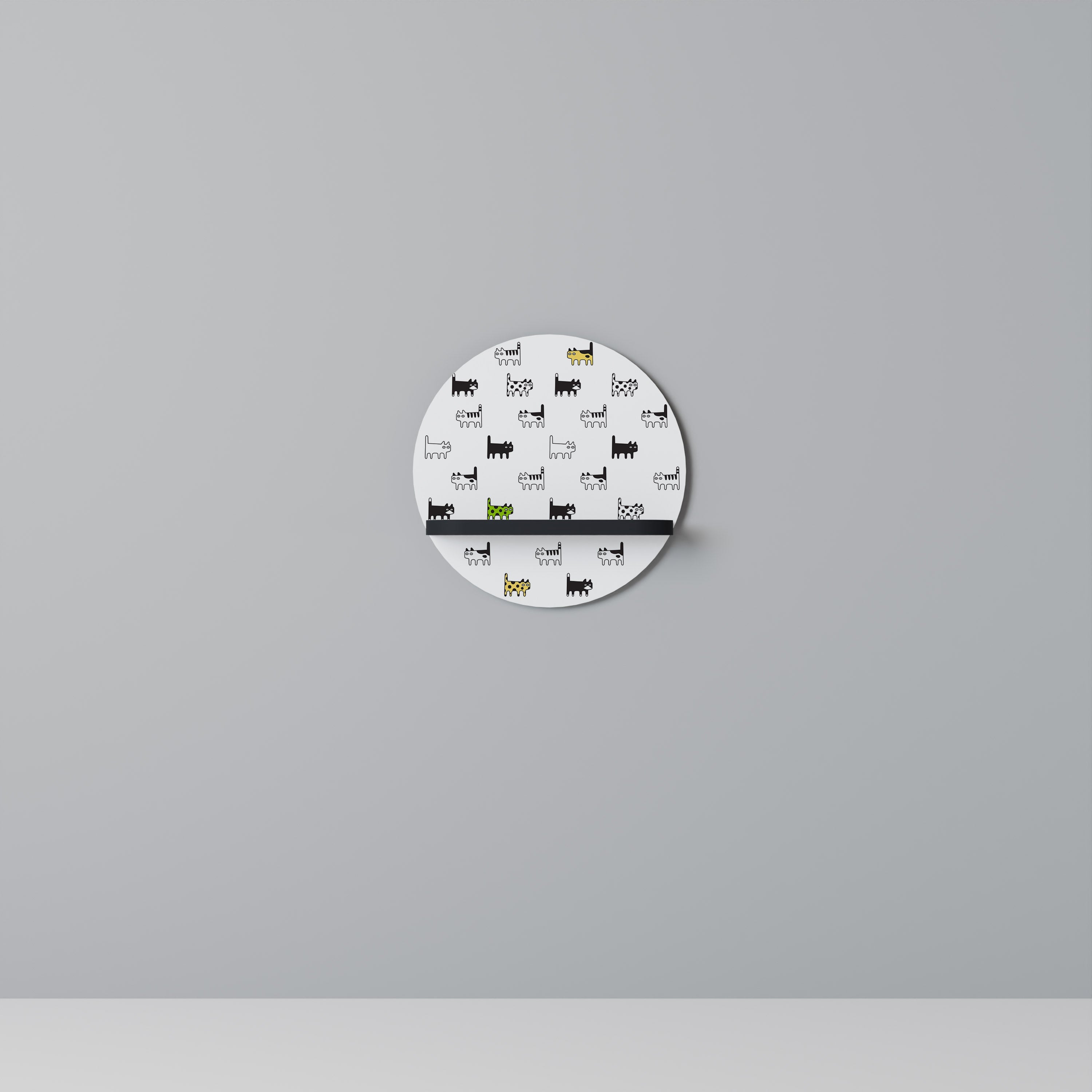 CATS COMPILATION Prateleira Redonda Decorativa em Acabamento Preto