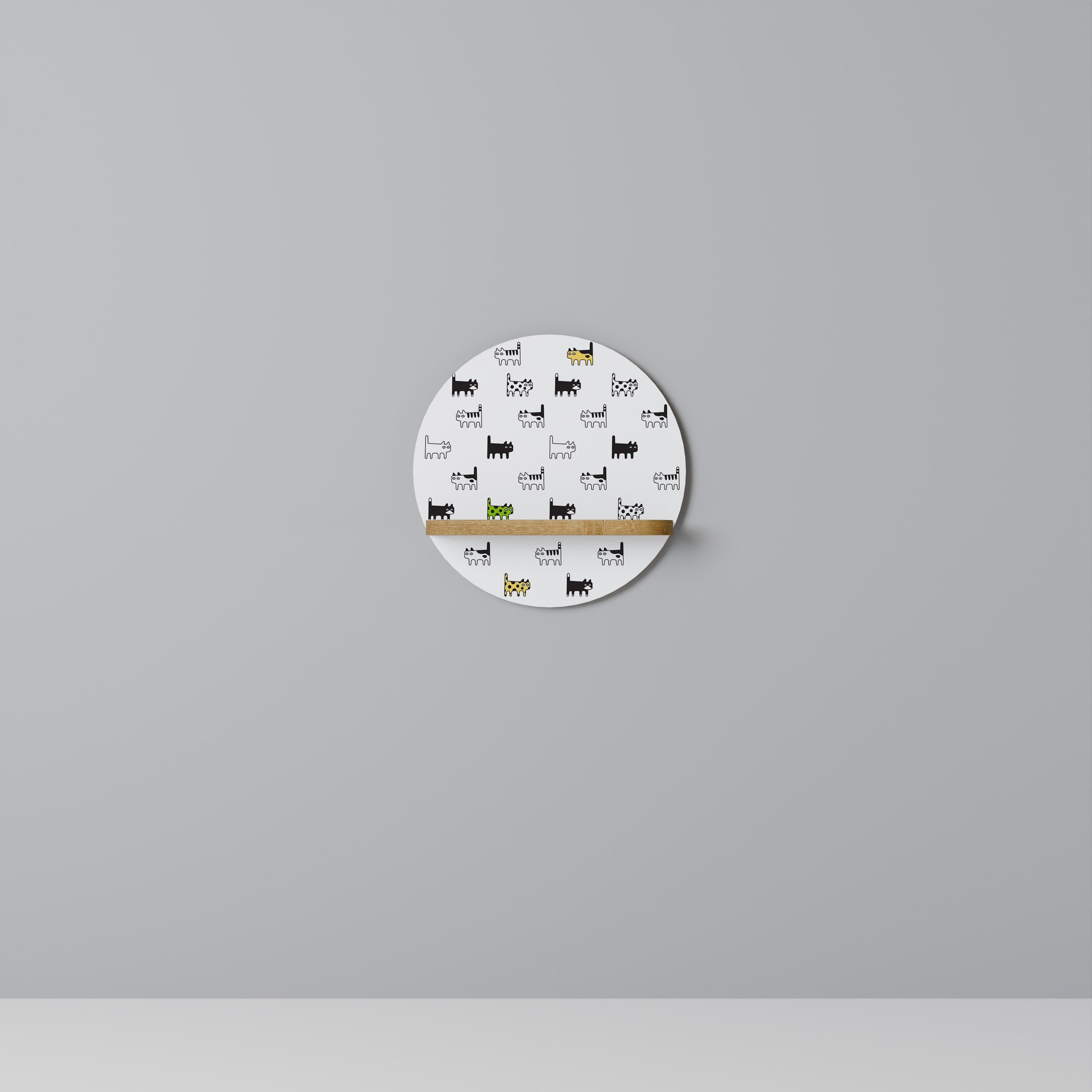 CATS COMPILATION Prateleira Redonda Decorativa em Efeito Carvalho