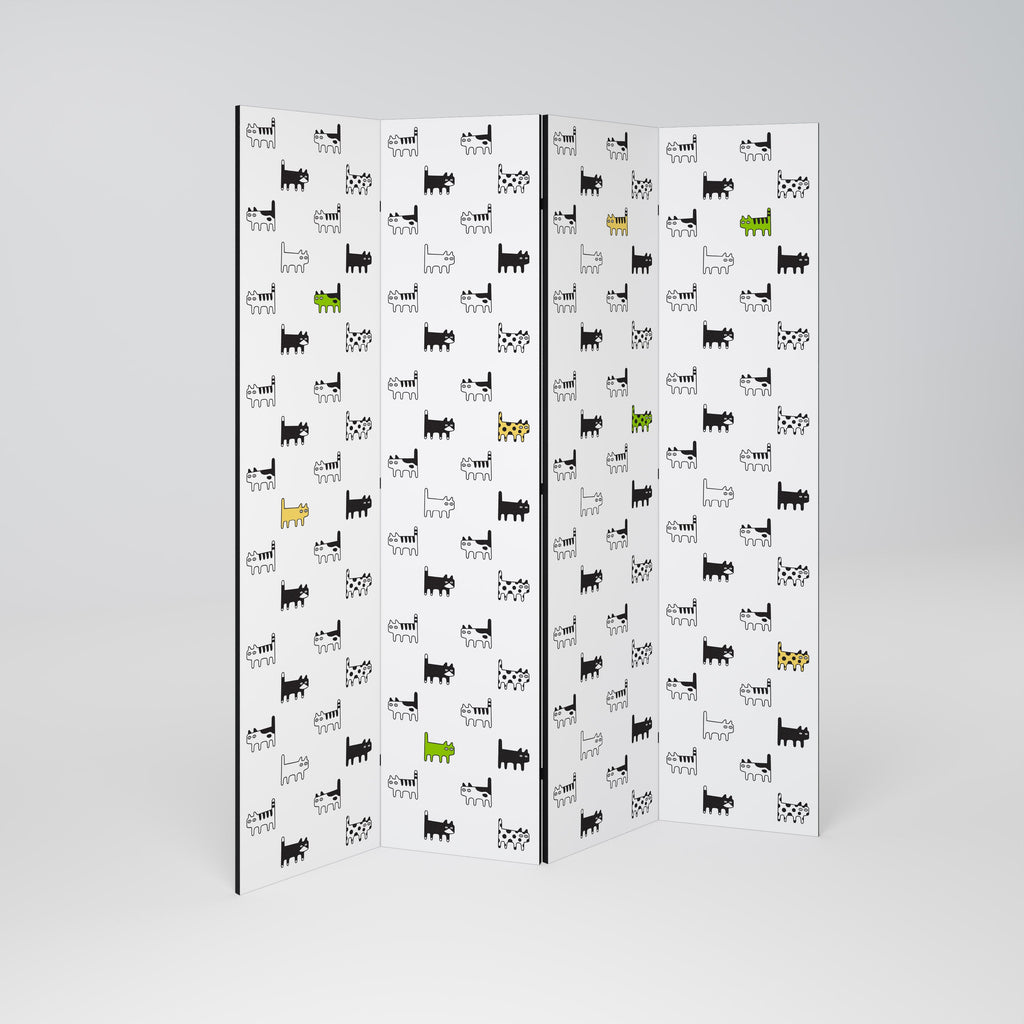 CATS COMPILATION Biombo Decorativo de 4 Painéis