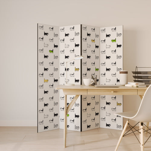 CATS COMPILATION Biombo Decorativo de 4 Painéis