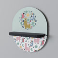 COLORFUL ALPACAS Prateleira Oval Decorativa em Acabamento Preto