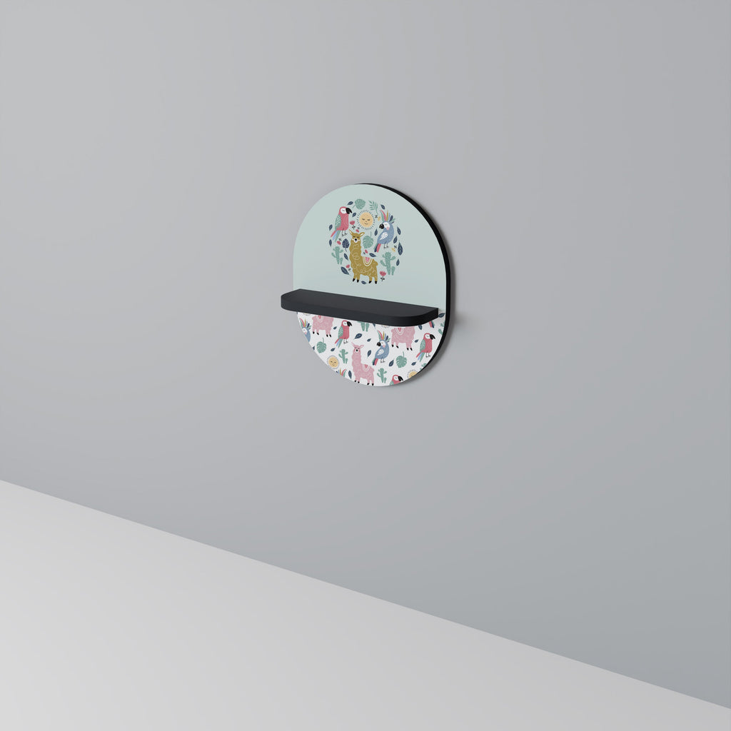 COLORFUL ALPACAS Prateleira Oval Decorativa em Acabamento Preto