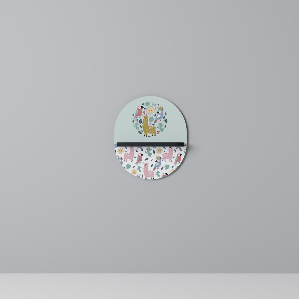 COLORFUL ALPACAS Prateleira Oval Decorativa em Acabamento Preto