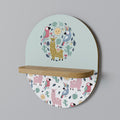 COLORFUL ALPACAS Oval Art Shelf In Oak Effect