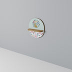 COLORFUL ALPACAS Oval Art Shelf In Oak Effect