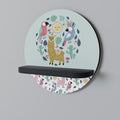 COLORFUL ALPACAS Prateleira Redonda Decorativa em Acabamento Preto
