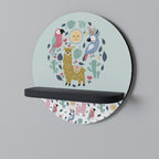 COLORFUL ALPACAS Prateleira Redonda Decorativa em Acabamento Preto