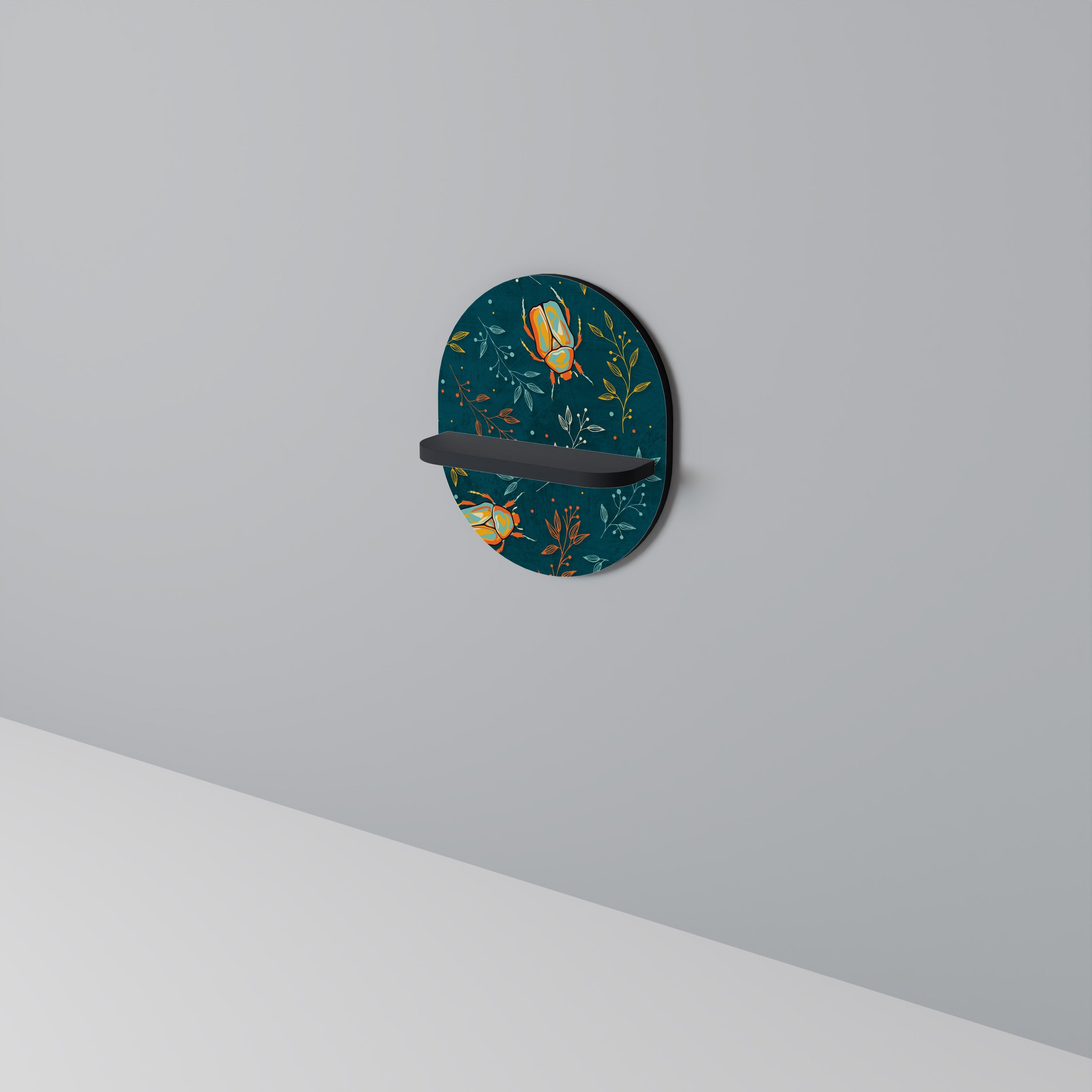 AUTUMN INSECTS Prateleira Oval Decorativa em Acabamento Preto
