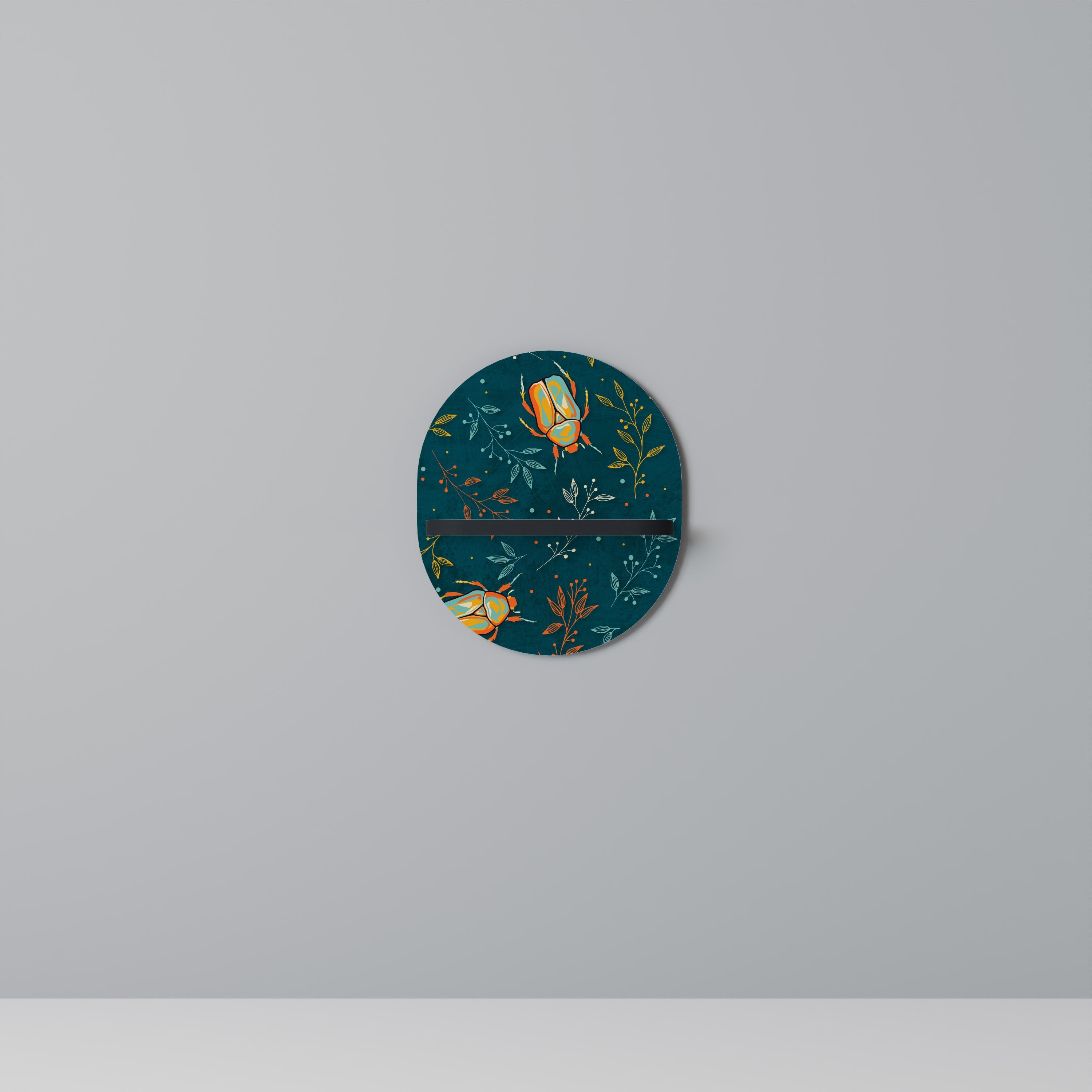 AUTUMN INSECTS Prateleira Oval Decorativa em Acabamento Preto