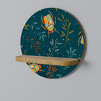 AUTUMN INSECTS Round Art Shelf In Oak Effect