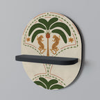 DANCING PREDATORS Prateleira Oval Decorativa em Acabamento Preto