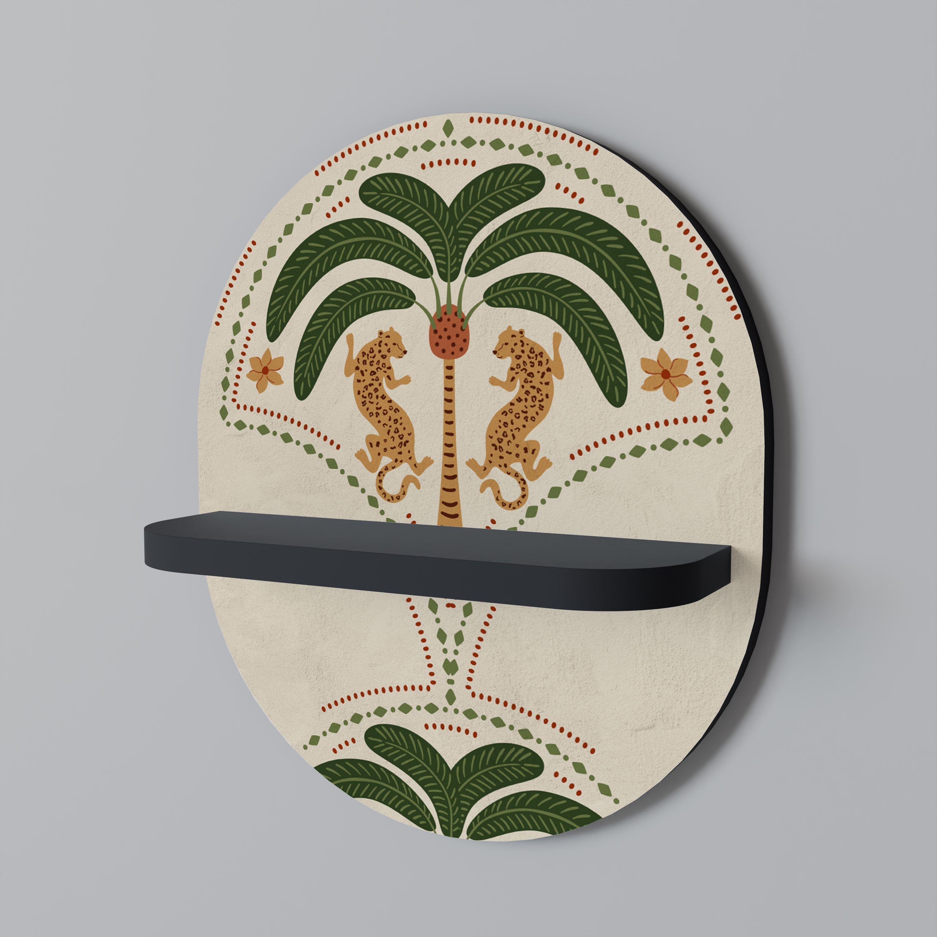 DANCING PREDATORS Prateleira Oval Decorativa em Acabamento Preto