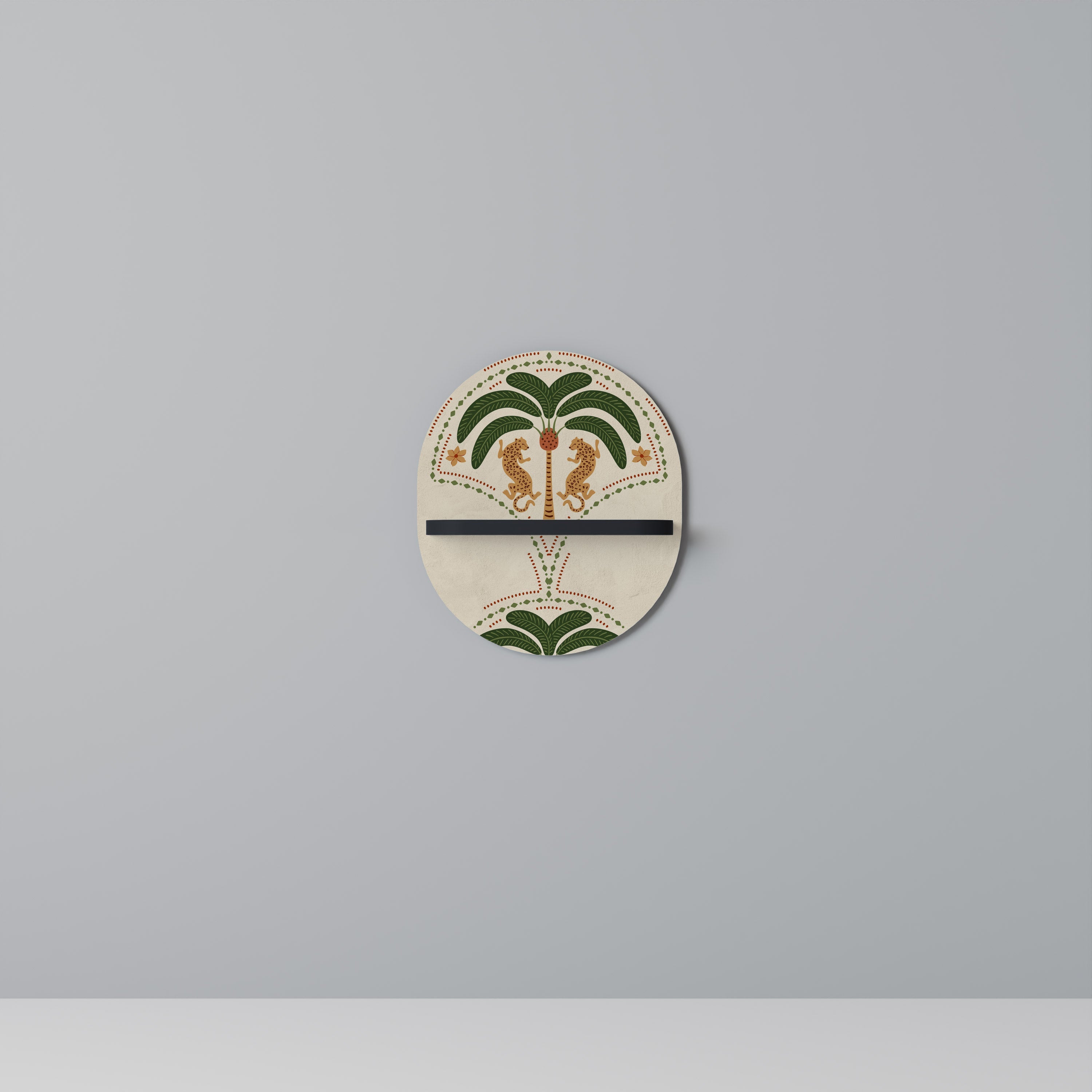 DANCING PREDATORS Prateleira Oval Decorativa em Acabamento Preto