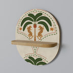 DANCING PREDATORS Prateleira Oval Decorativa em Efeito Carvalho