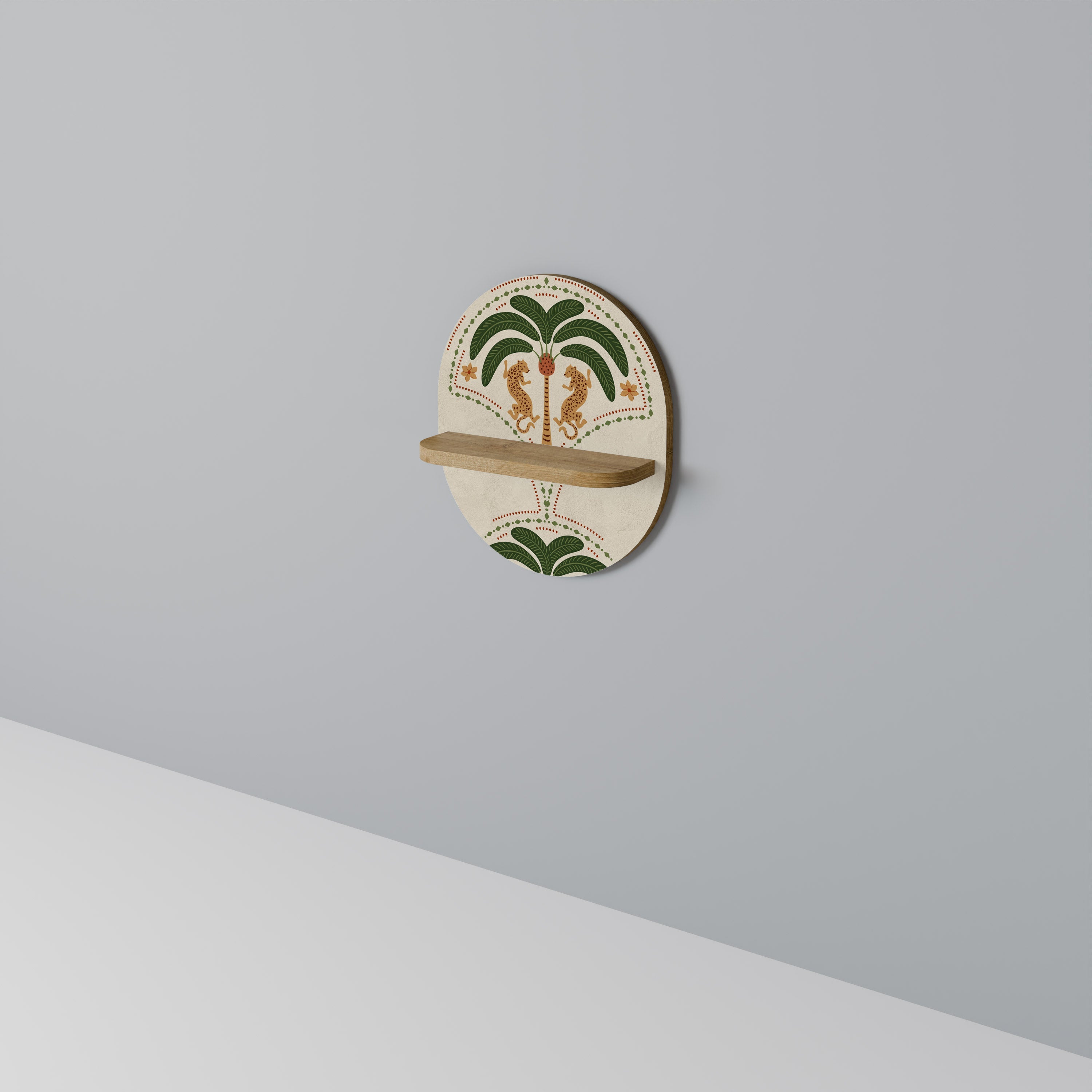 DANCING PREDATORS Prateleira Oval Decorativa em Efeito Carvalho