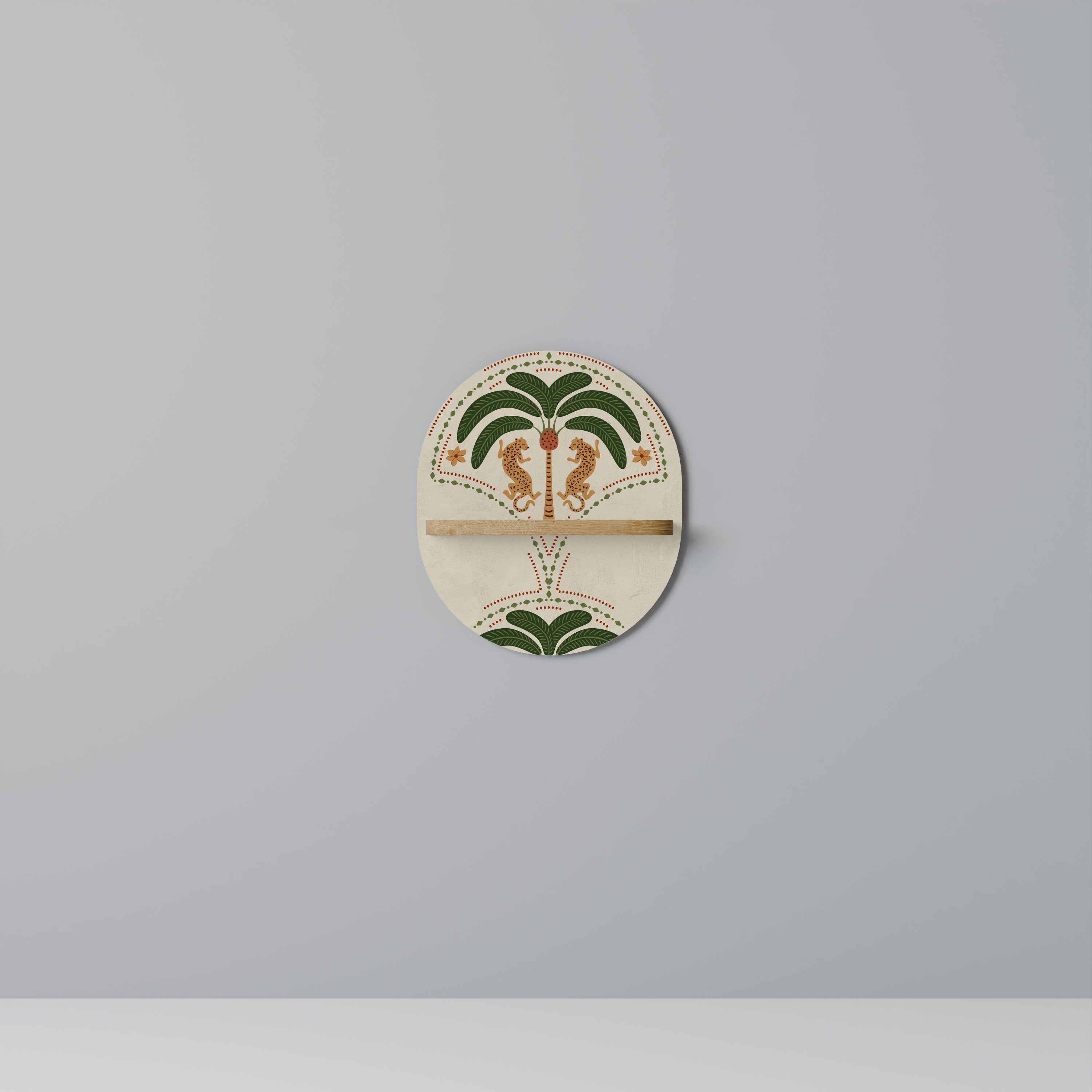 DANCING PREDATORS Prateleira Oval Decorativa em Efeito Carvalho