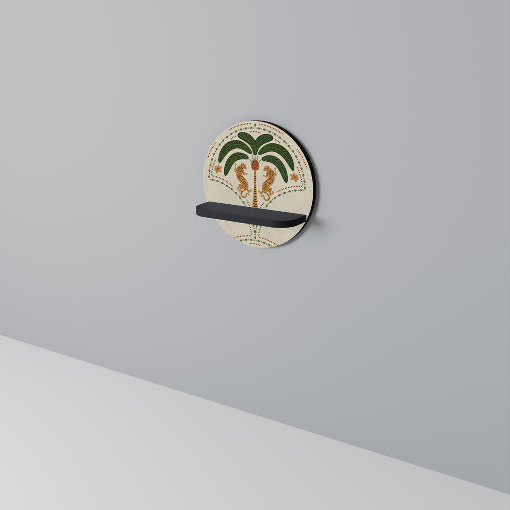 DANCING PREDATORS Prateleira Redonda Decorativa em Acabamento Preto