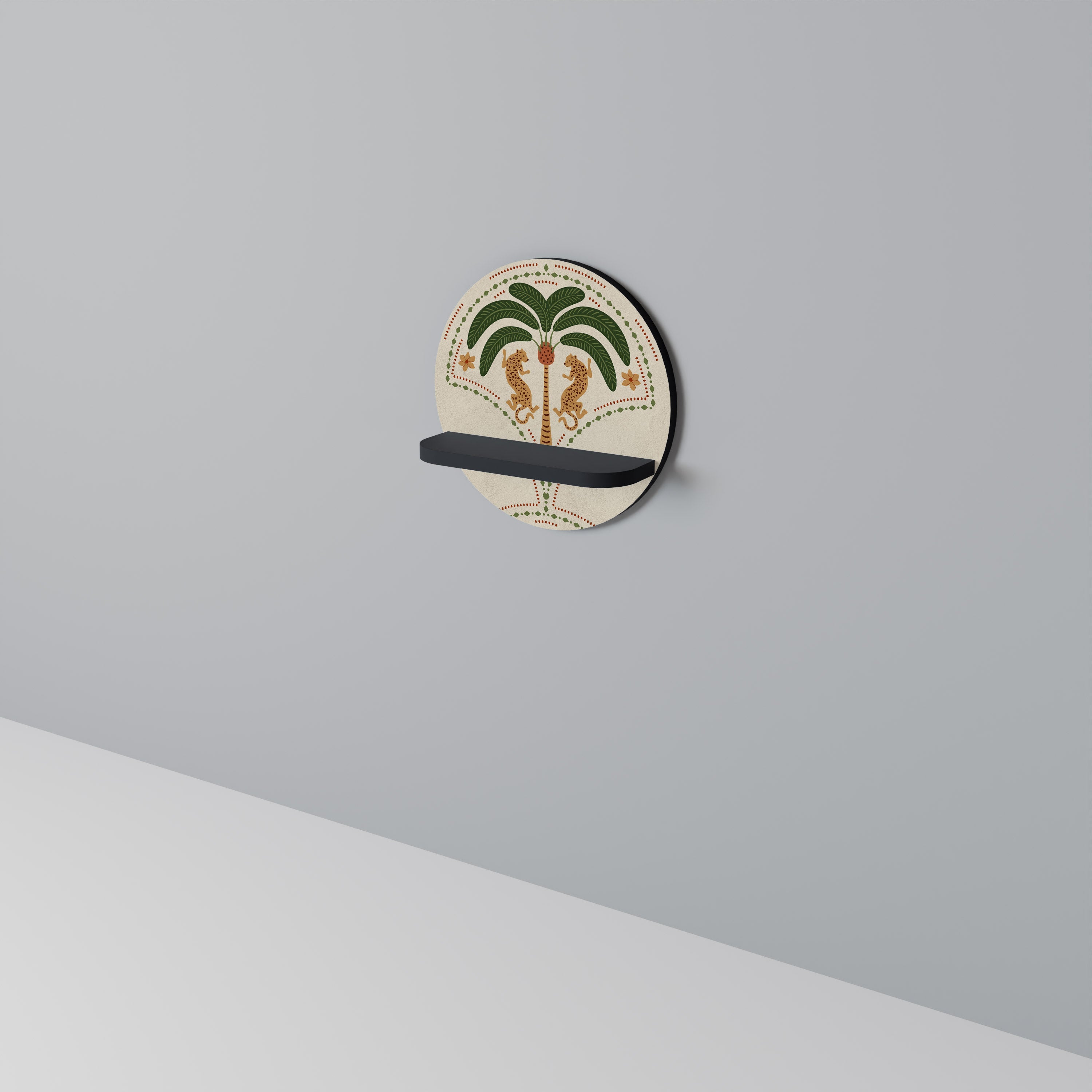 DANCING PREDATORS Prateleira Redonda Decorativa em Acabamento Preto