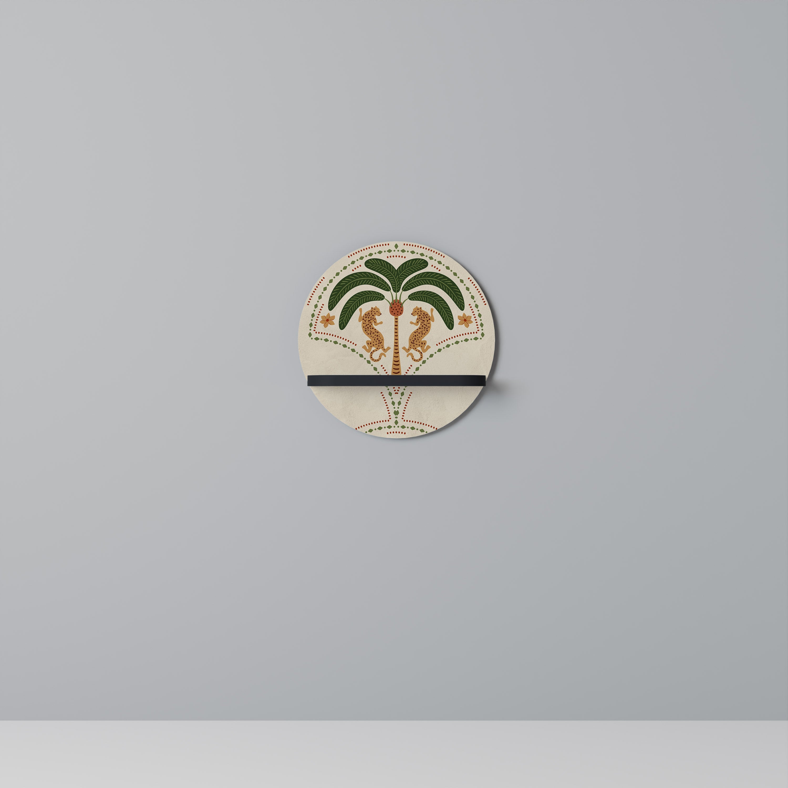 DANCING PREDATORS Prateleira Redonda Decorativa em Acabamento Preto