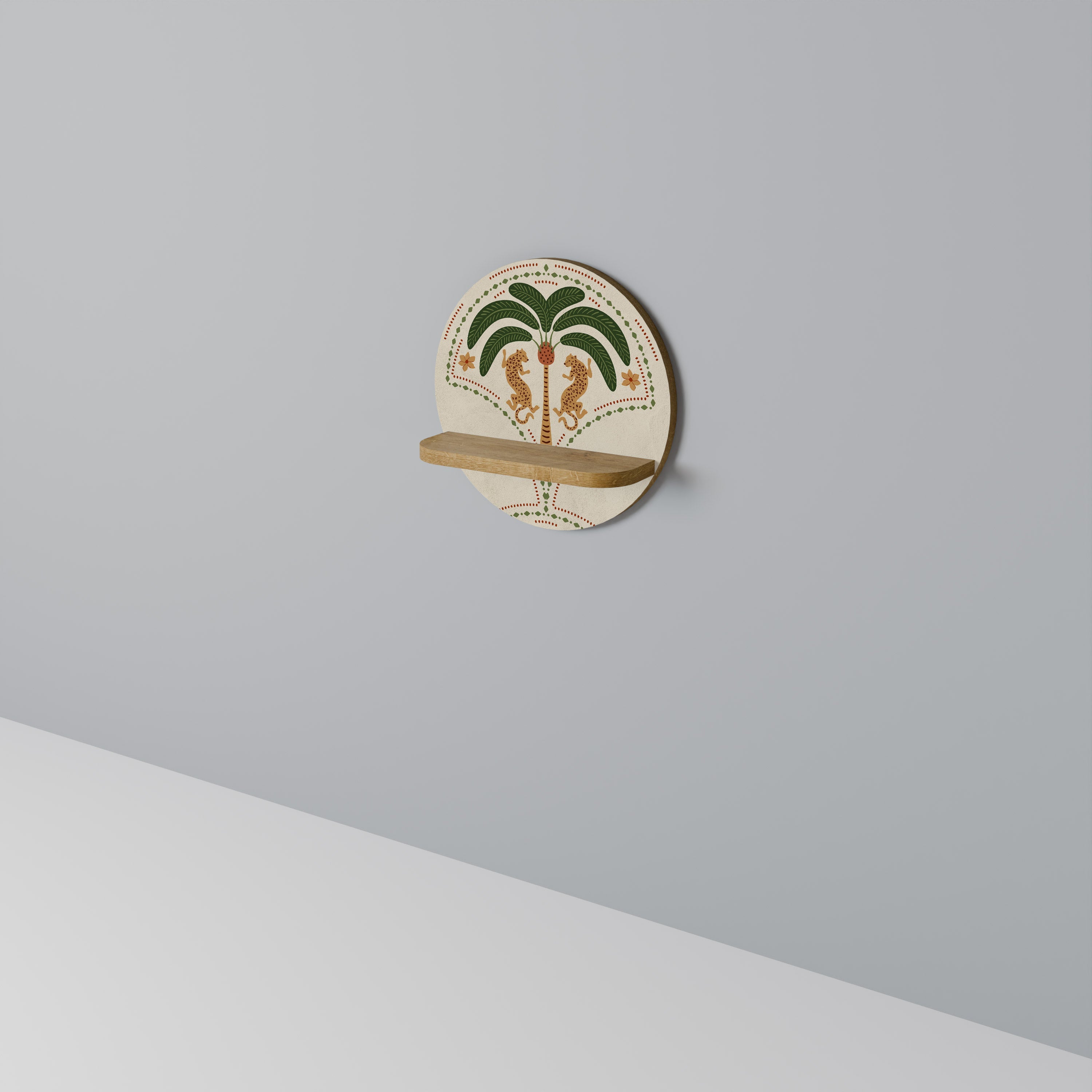 DANCING PREDATORS Prateleira Redonda Decorativa em Efeito Carvalho