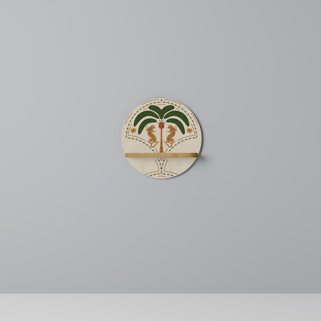 DANCING PREDATORS Prateleira Redonda Decorativa em Efeito Carvalho