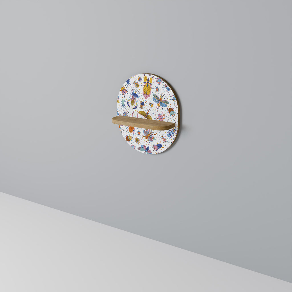 COLORFUL INSECTS Prateleira Oval Decorativa em Efeito Carvalho