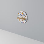 COLORFUL INSECTS Prateleira Oval Decorativa em Efeito Carvalho