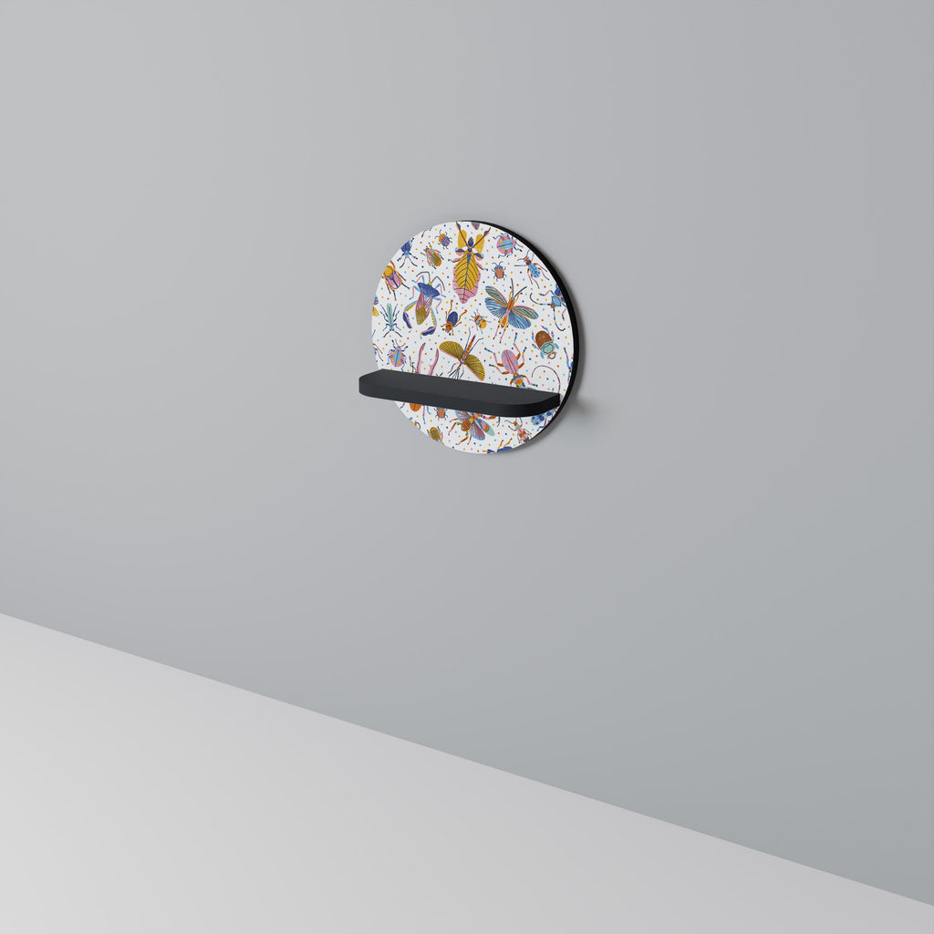 COLORFUL INSECTS Prateleira Redonda Decorativa em Acabamento Preto