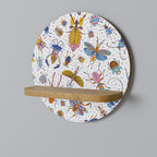 COLORFUL INSECTS Prateleira Redonda Decorativa em Efeito Carvalho