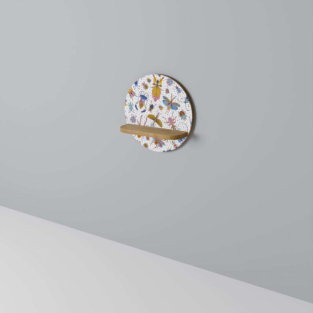 COLORFUL INSECTS Prateleira Redonda Decorativa em Efeito Carvalho