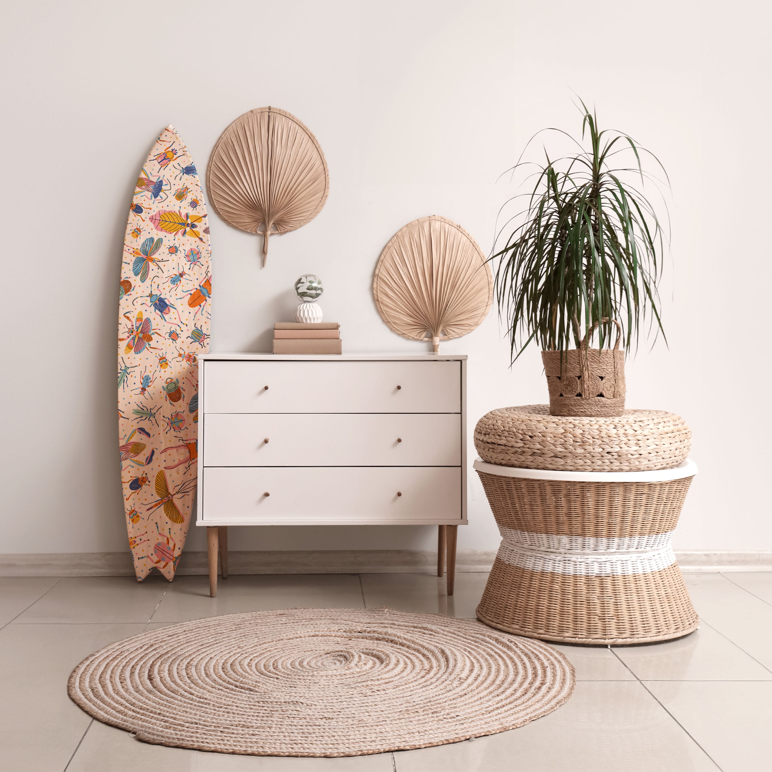 COLORFUL INSECTS Painel Decorativo Prancha de Surf