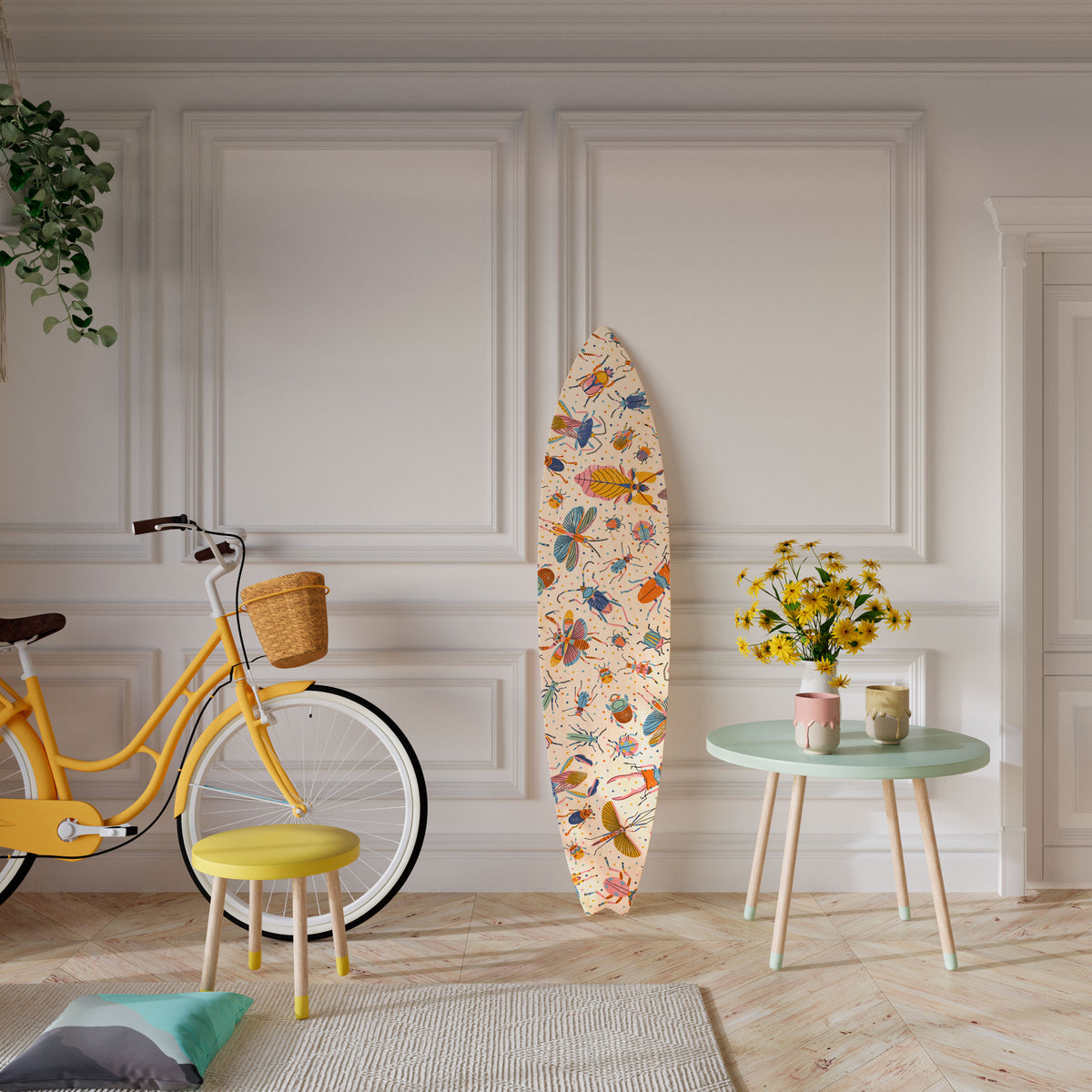 COLORFUL INSECTS Painel Decorativo Prancha de Surf