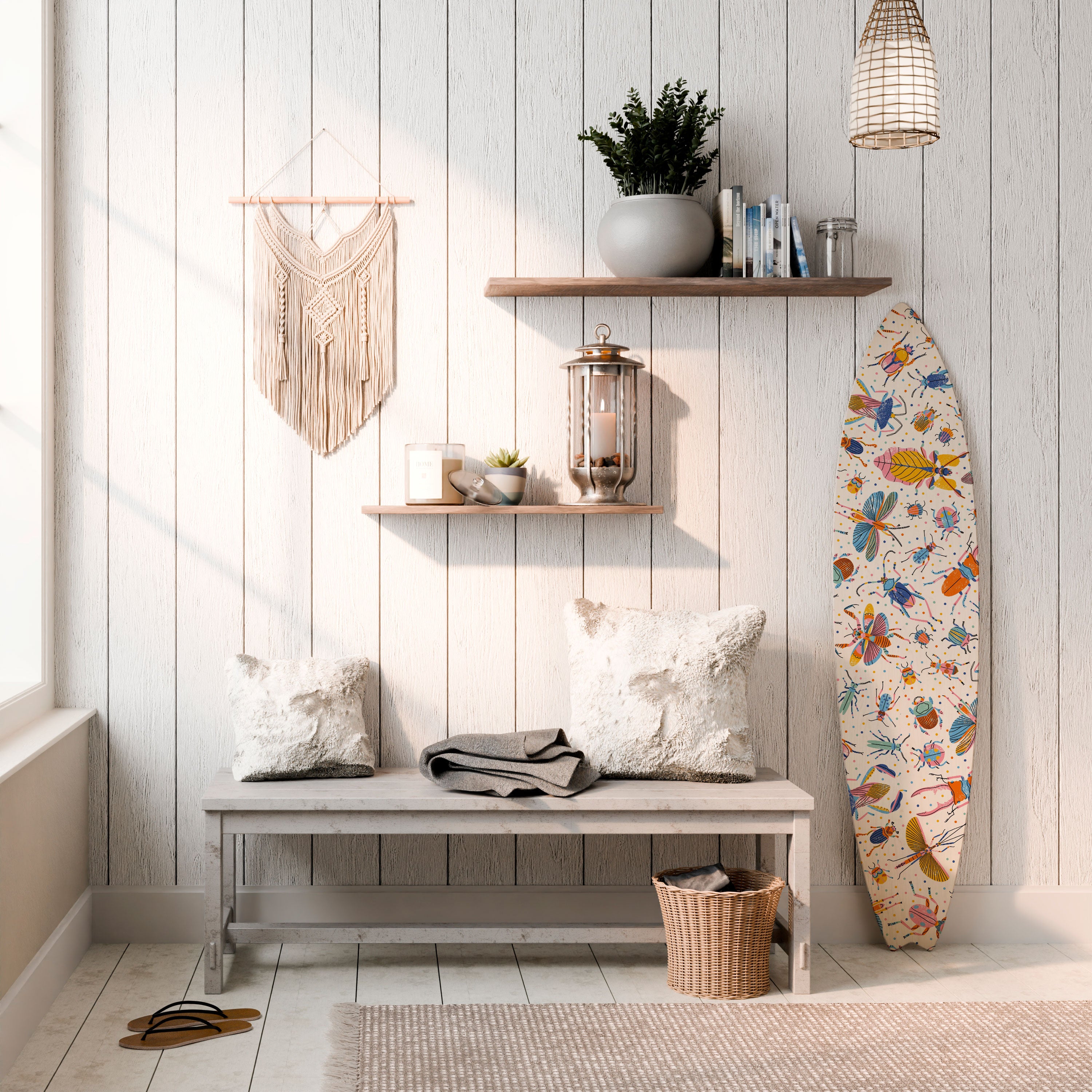 COLORFUL INSECTS Painel Decorativo Prancha de Surf