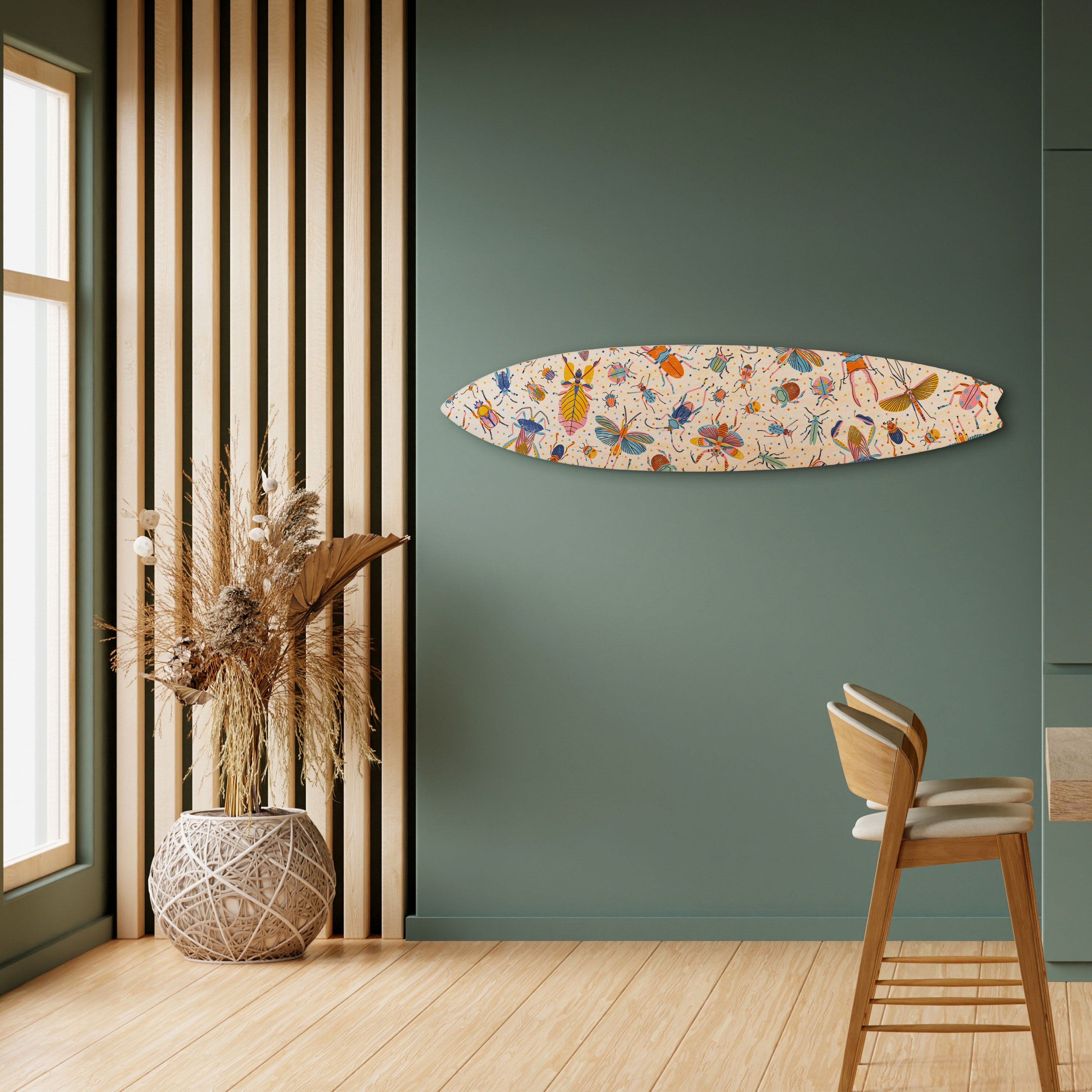 COLORFUL INSECTS Prancha de surf decorativa em contraplacado