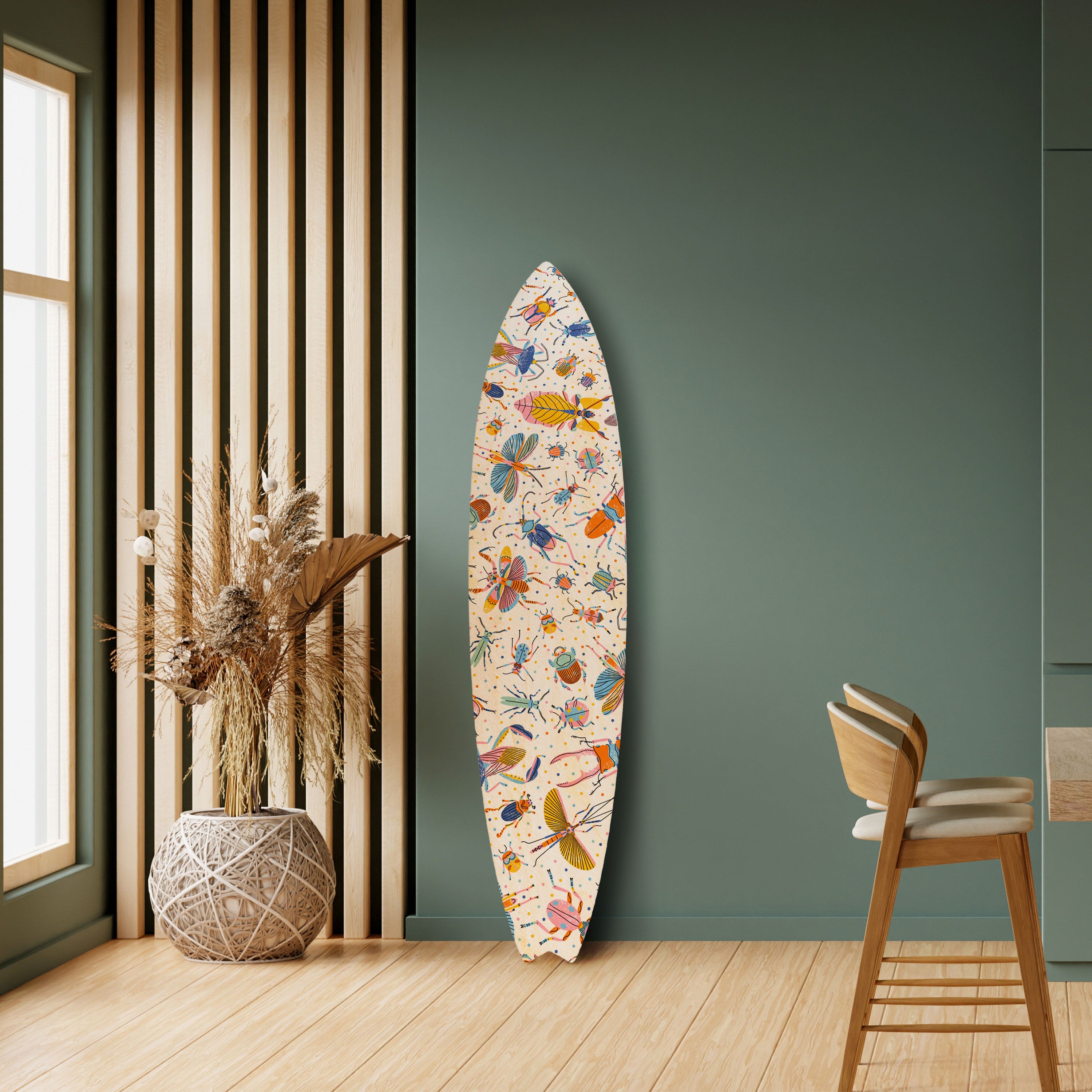 COLORFUL INSECTS Prancha de surf decorativa em contraplacado