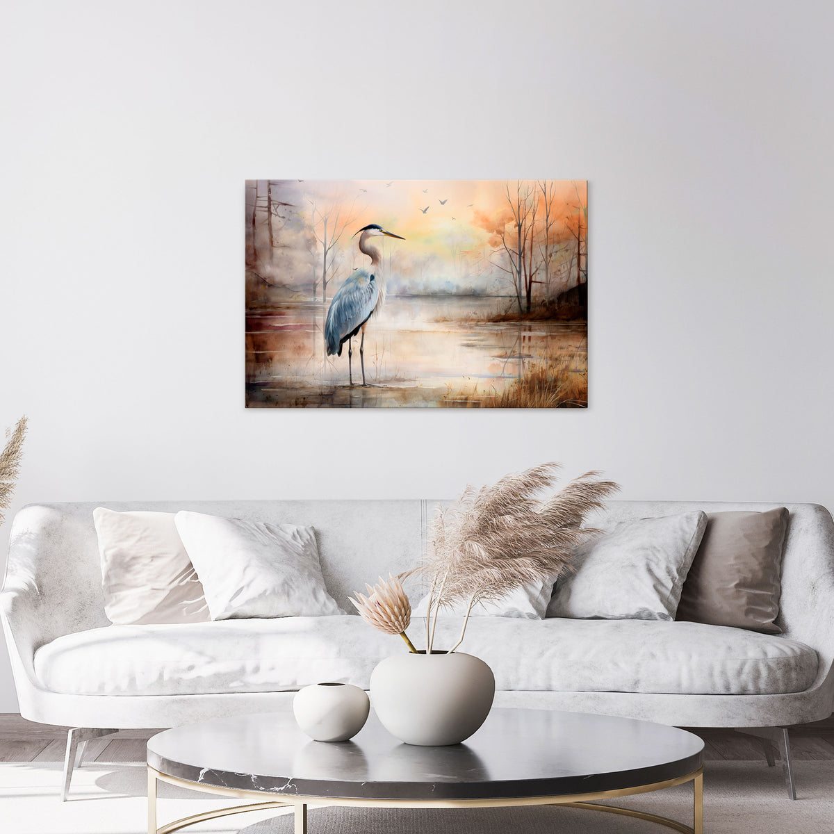 HERON DAYDREAM Horizontal Canvas Print