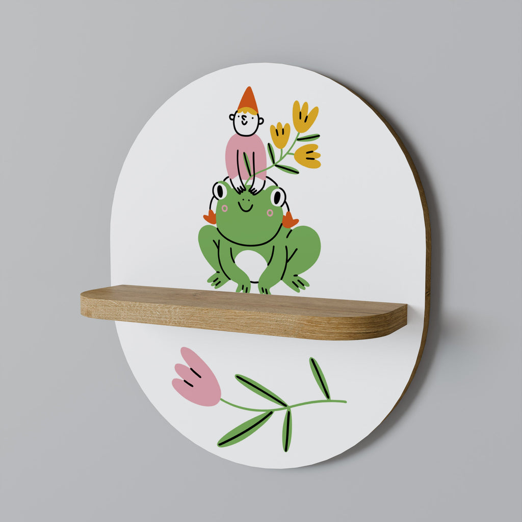 GARDEN INHABITANTS Prateleira Oval Decorativa em Efeito Carvalho