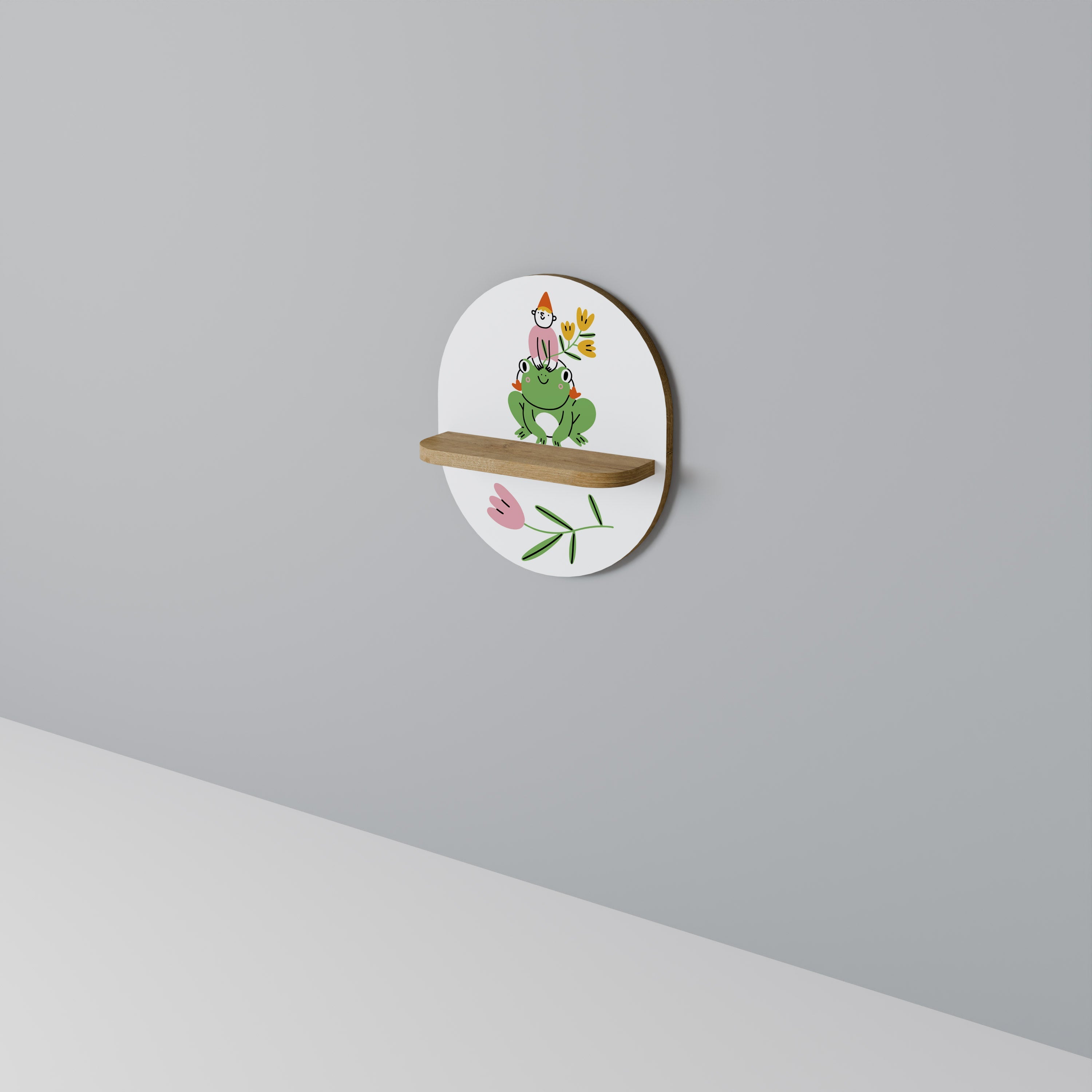 GARDEN INHABITANTS Prateleira Oval Decorativa em Efeito Carvalho