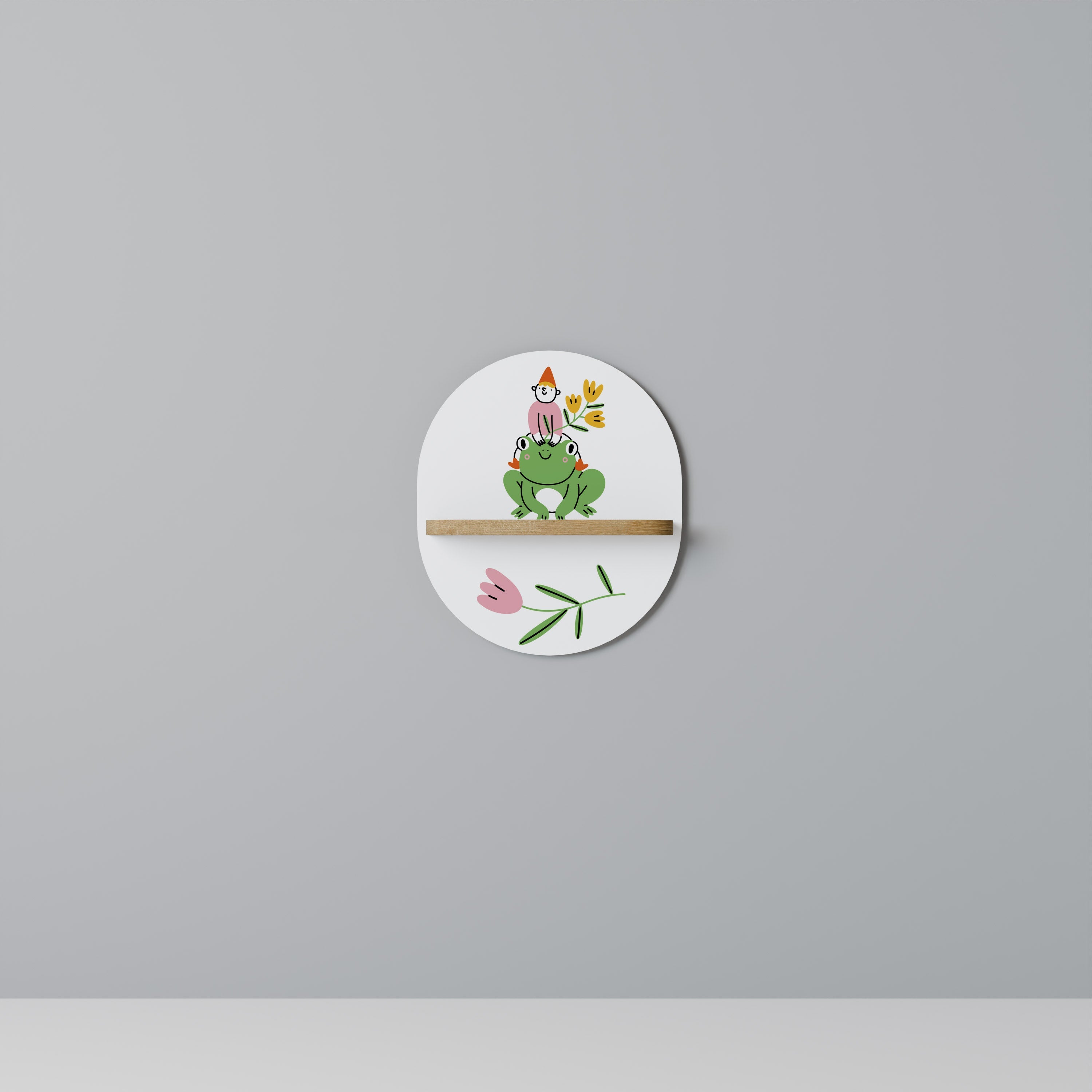 GARDEN INHABITANTS Prateleira Oval Decorativa em Efeito Carvalho