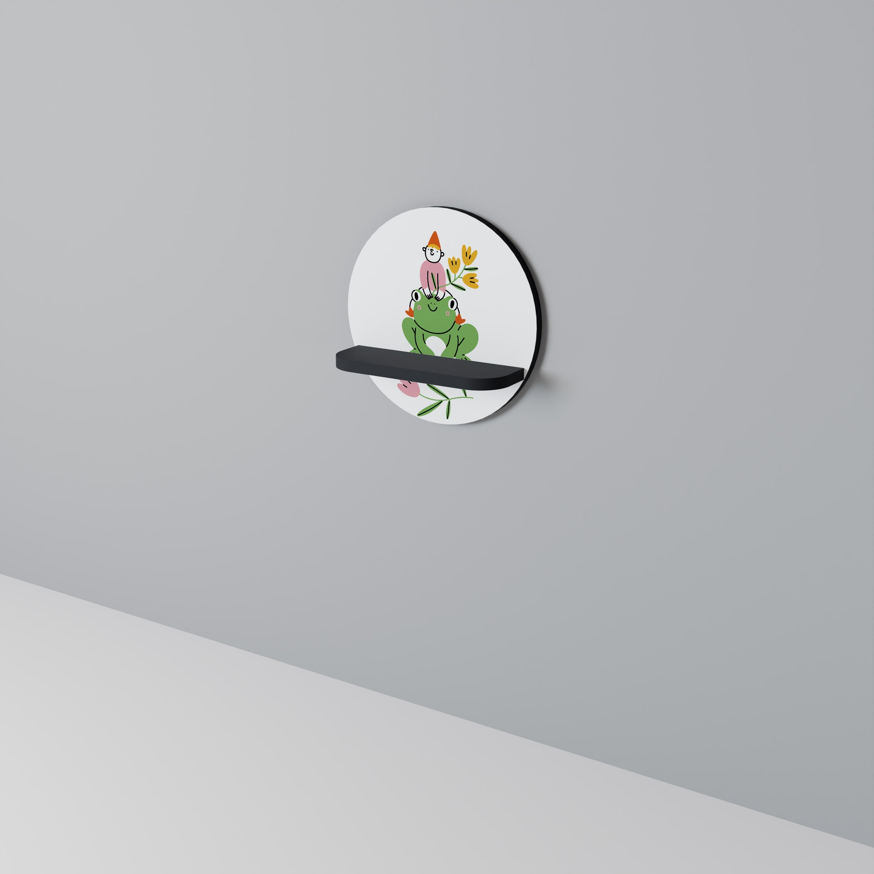 GARDEN INHABITANTS Prateleira Redonda Decorativa em Acabamento Preto