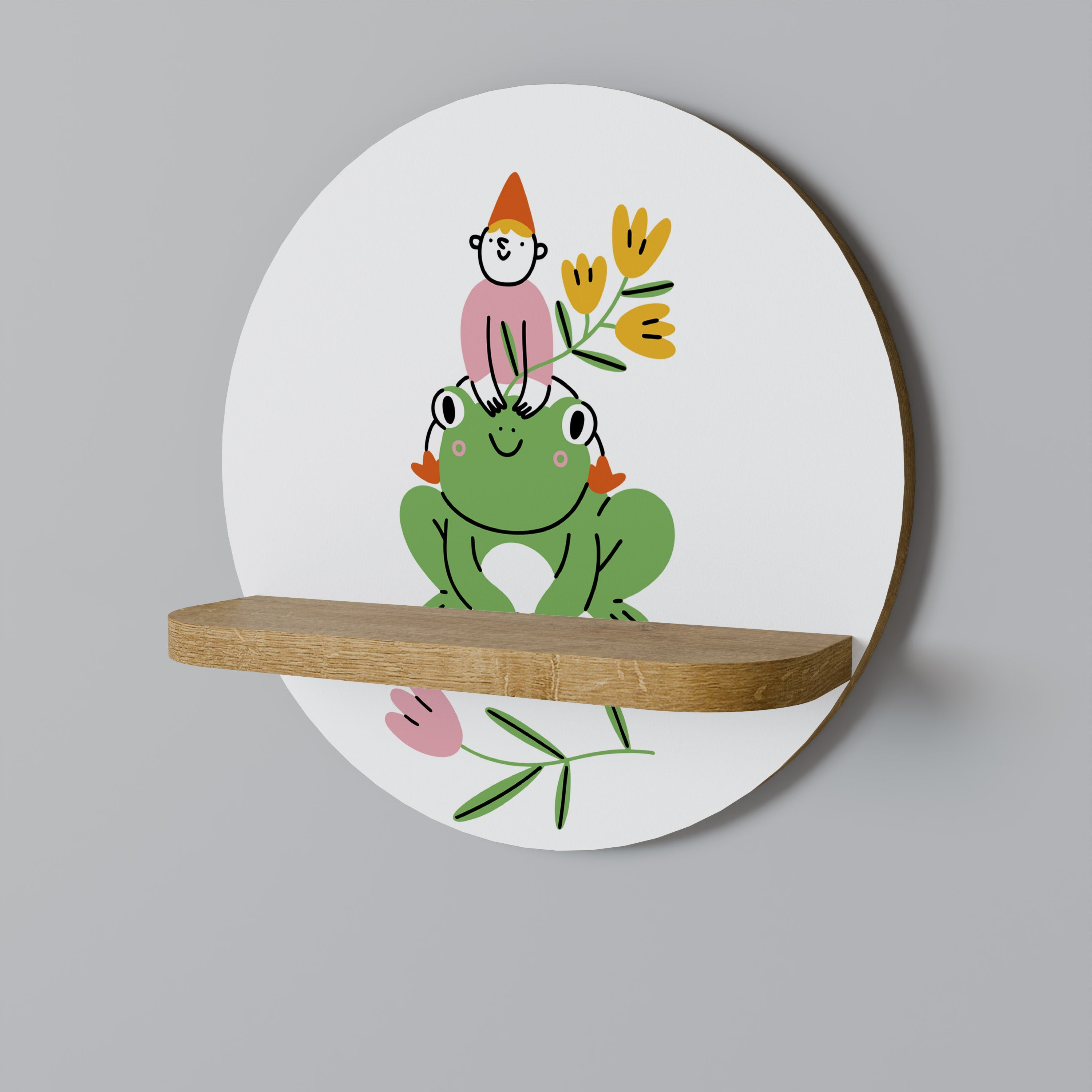 GARDEN INHABITANTS Prateleira Redonda Decorativa em Efeito Carvalho