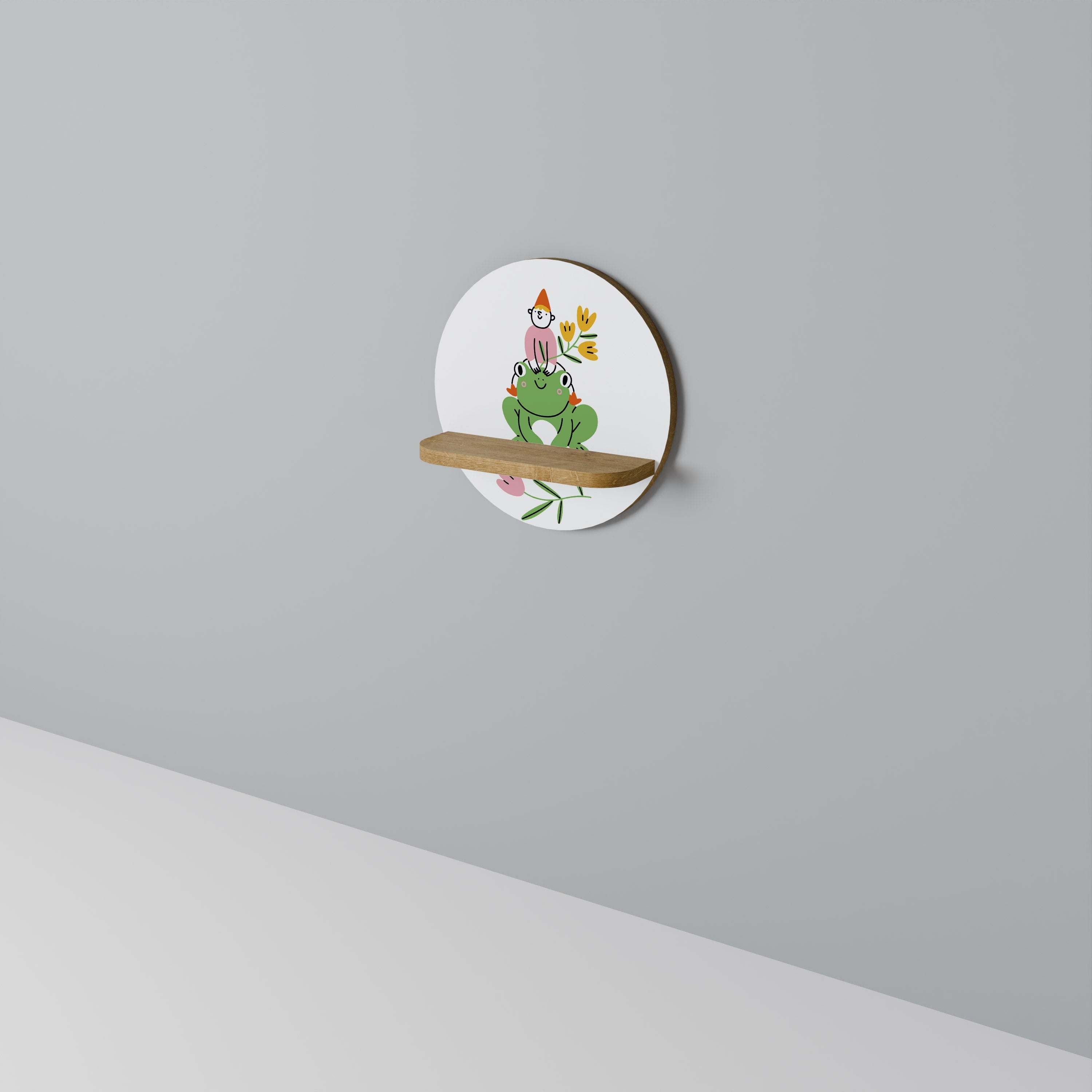 GARDEN INHABITANTS Prateleira Redonda Decorativa em Efeito Carvalho