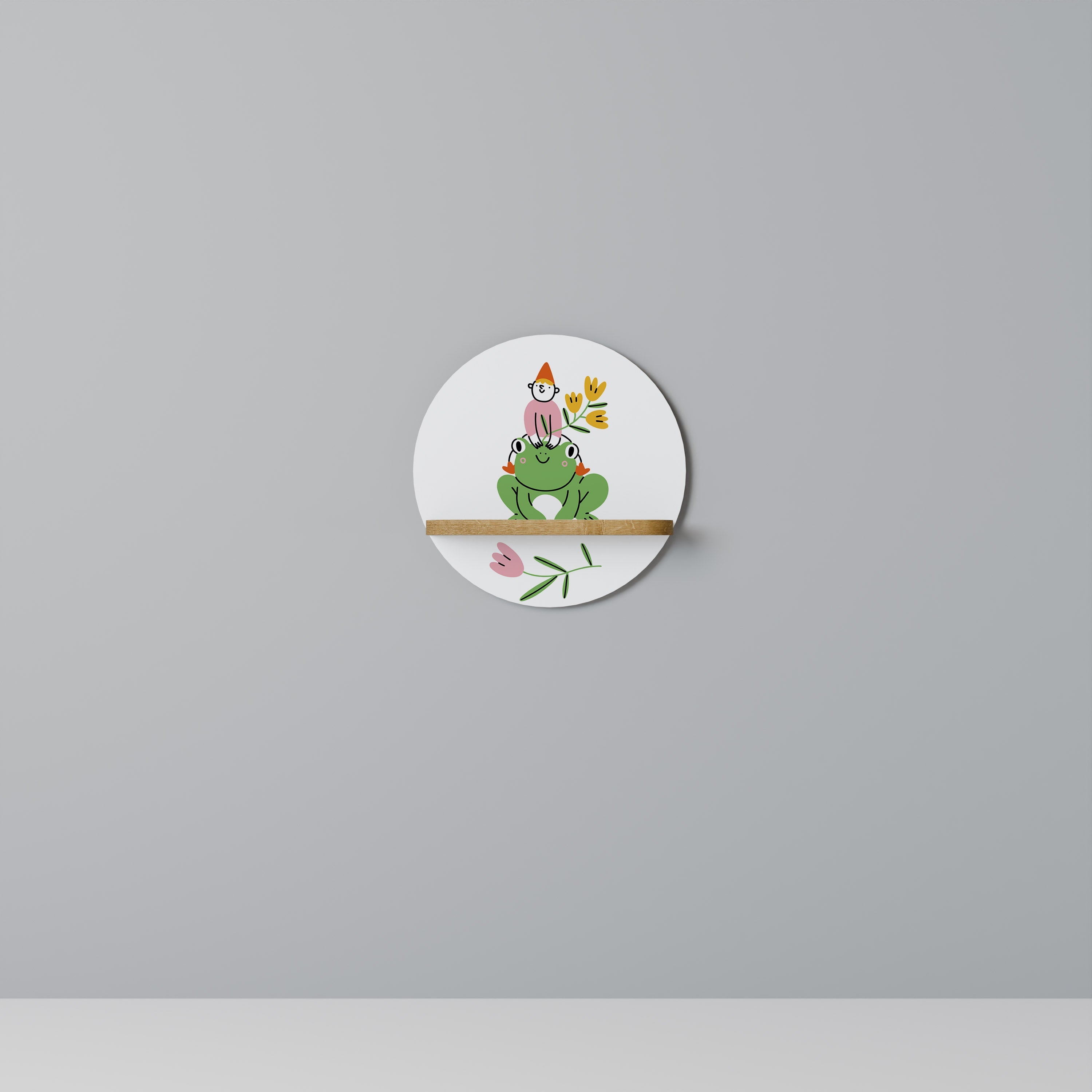 GARDEN INHABITANTS Prateleira Redonda Decorativa em Efeito Carvalho