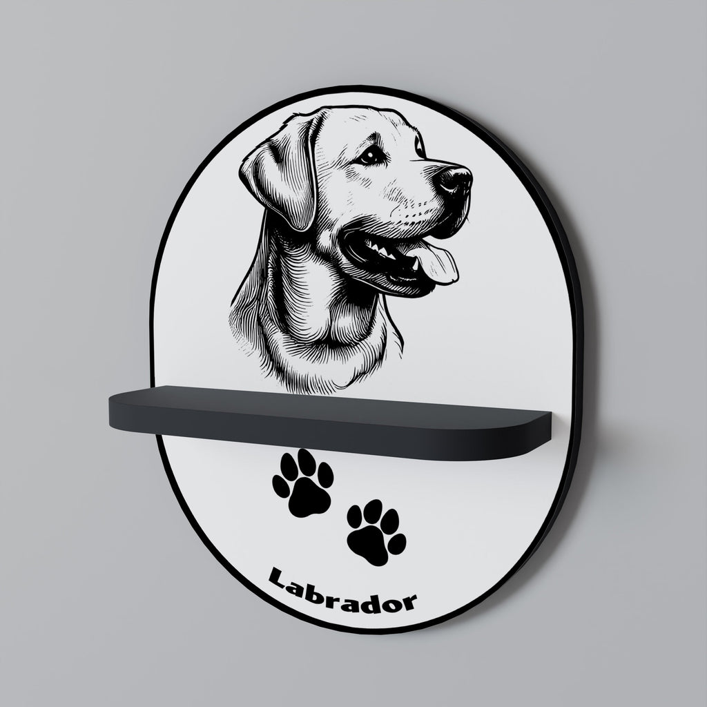 LABRADOR DOG Prateleira Oval Decorativa em Acabamento Preto