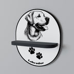 LABRADOR DOG Prateleira Oval Decorativa em Acabamento Preto