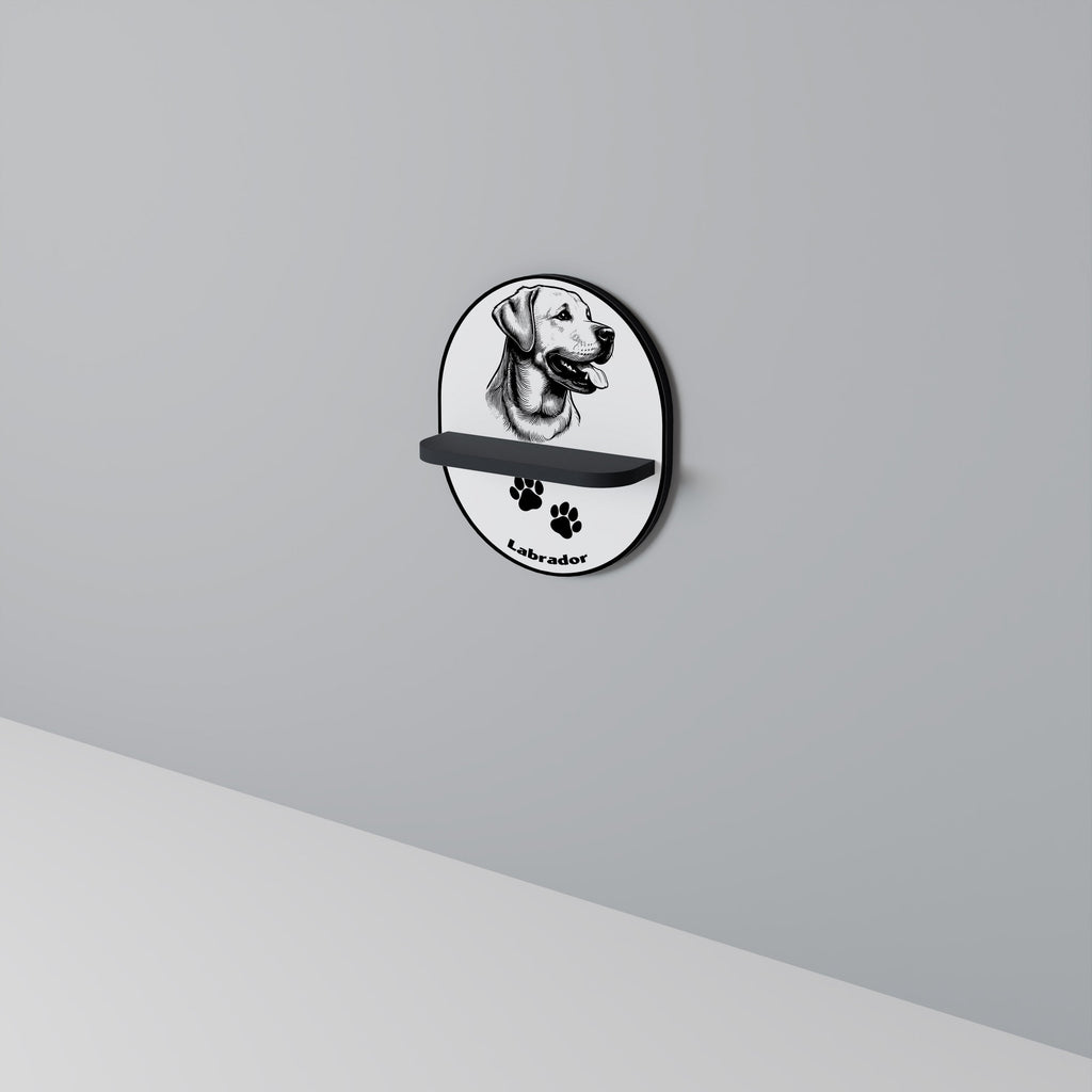 LABRADOR DOG Prateleira Oval Decorativa em Acabamento Preto