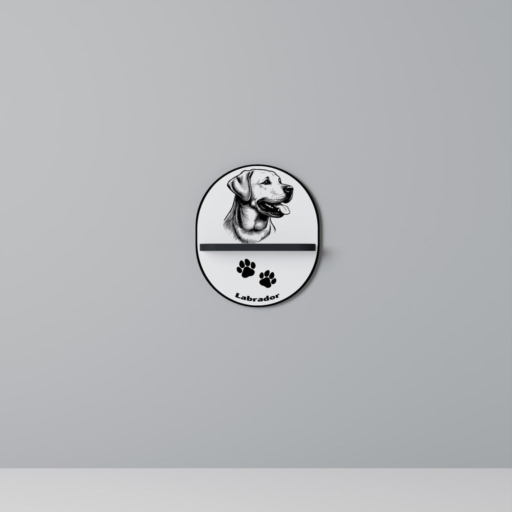 LABRADOR DOG Prateleira Oval Decorativa em Acabamento Preto