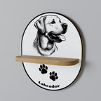 LABRADOR DOG Oval Art Shelf In Oak Effect